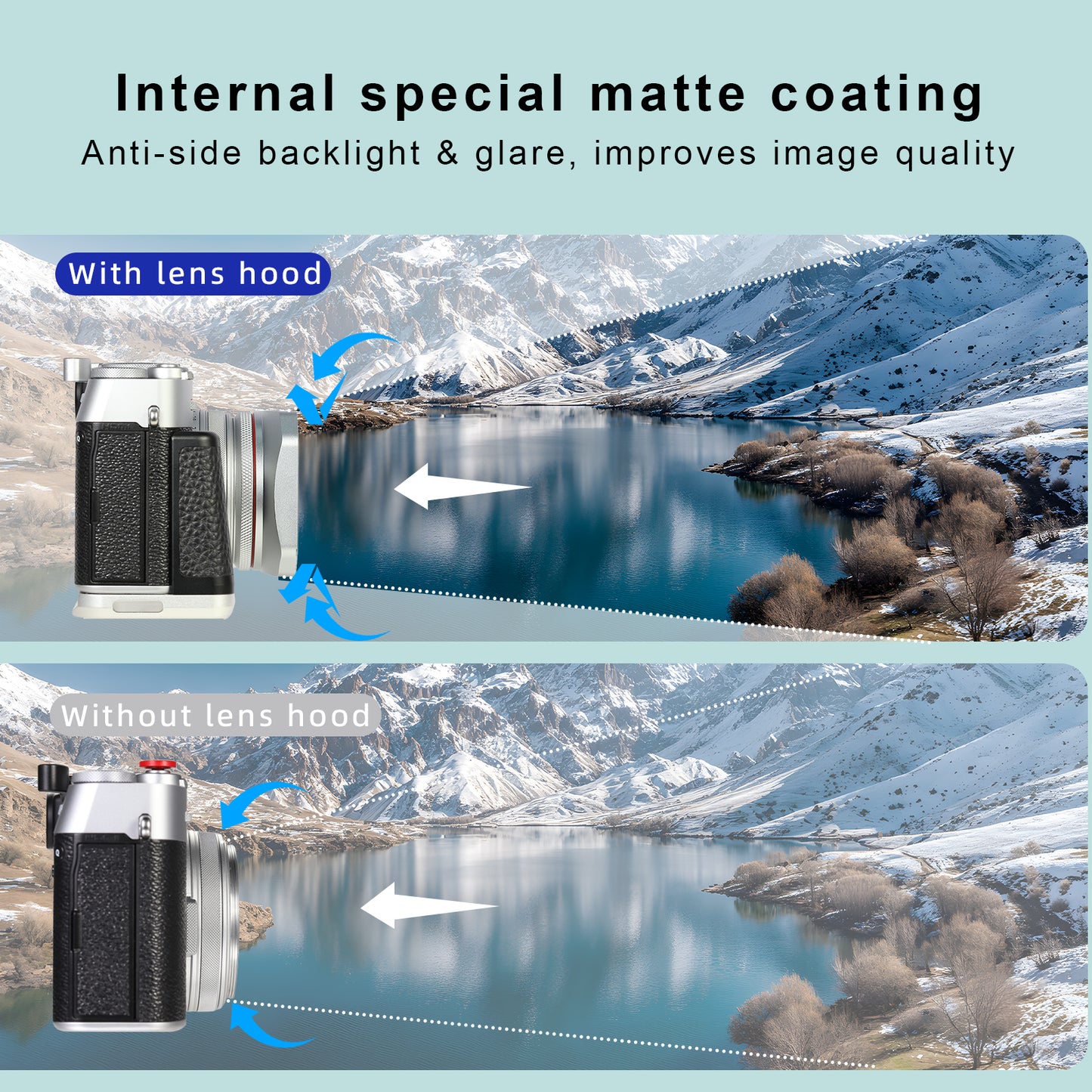 Haoge Square Metal Lens Hood for Fujifilm X100VI Fuji X100V X100F X100T X100S X70 Fuji Photo Camera Accessories Silver with 49mm Uv Filter Adapter Ring Hollow Out Designed LH-X1006-PS