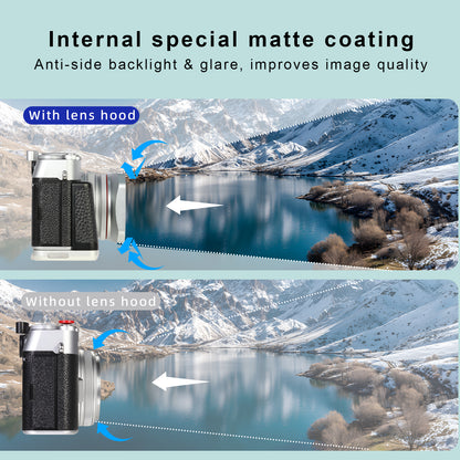 Haoge Square Metal Lens Hood for Fujifilm X100VI Fuji X100V X100F X100T X100S X70 Fuji Photo Camera Accessories Silver with 49mm Uv Filter Adapter Ring Hollow Out Designed LH-X1006-PS