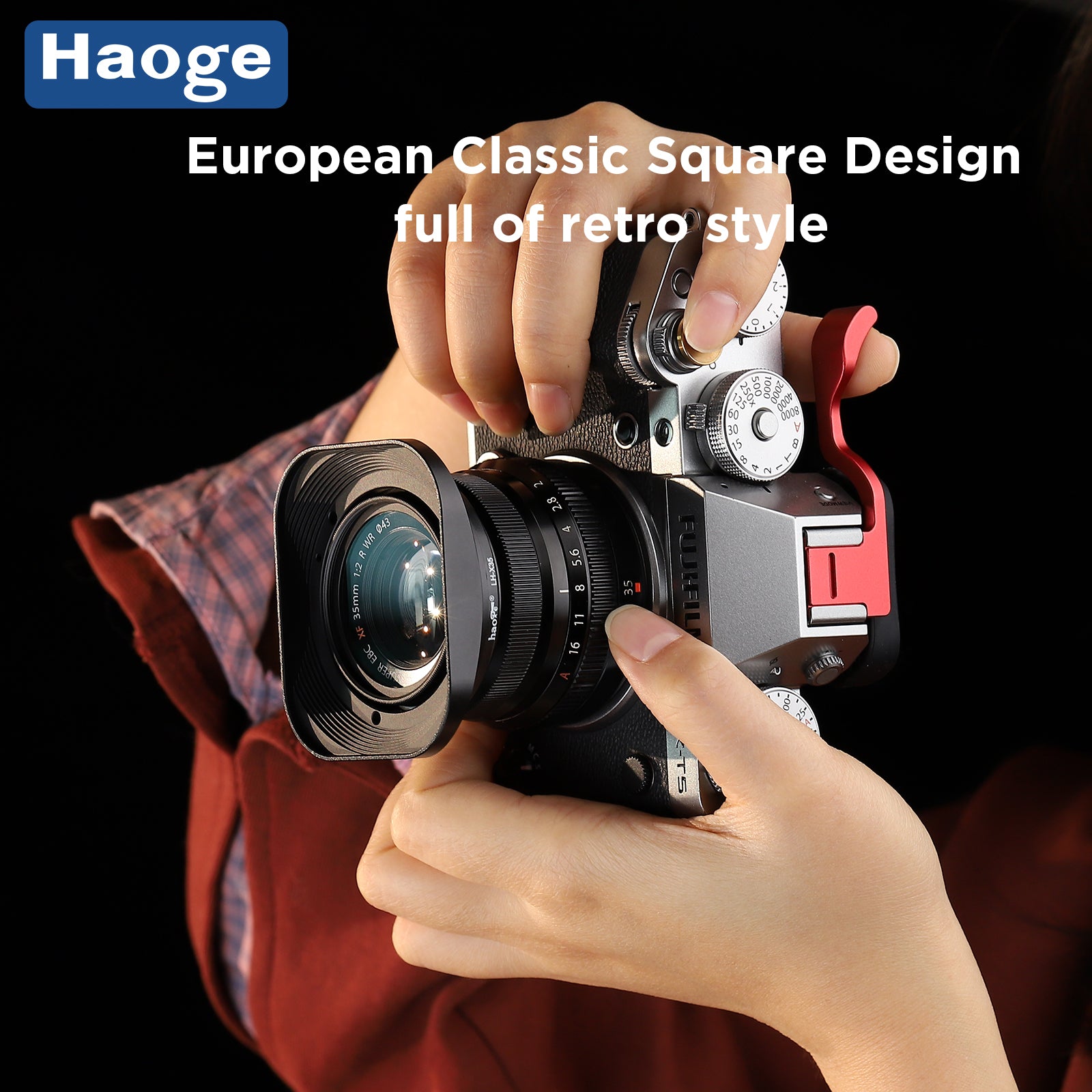 Haoge LH-X35 Square Metal Lens Hood Shade for Fuji Fujifilm XF