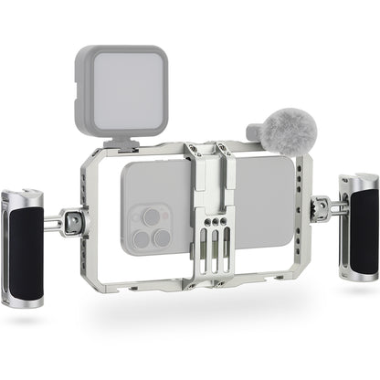 Haoge Universal Phone Cage Video Rig Kit,Smartphone Stabilizer with Dual Handle,Handheld Filmmaking Vlogging Phone Rig for iPhone Videomaker Videographer,for iPhone for Samsung and Other Android Phone