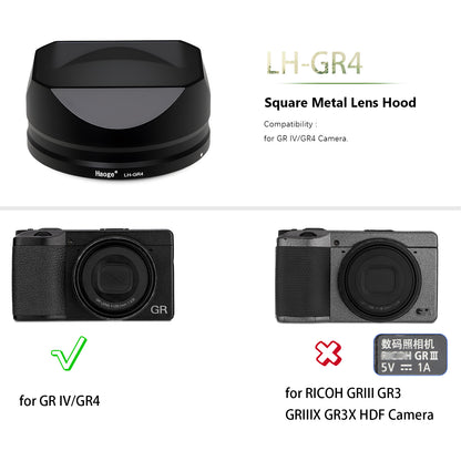 Haoge Metal Square Lens Hoods for RICOH GRIV GR4 Camera Accessories LH-GR4