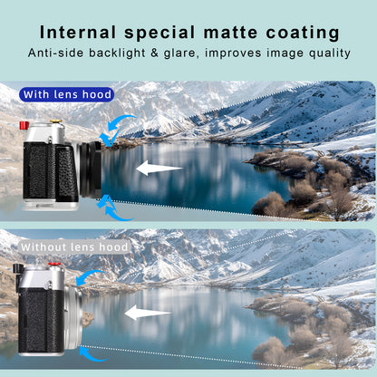 Haoge Square Metal Lens Hood with 49mm Uv Filter Adapter Ring for Fujifilm X100VI Fuji X100V X100F X100T X100S X70 Fuji Photo Camera Accessories Hollow Out Designed Black