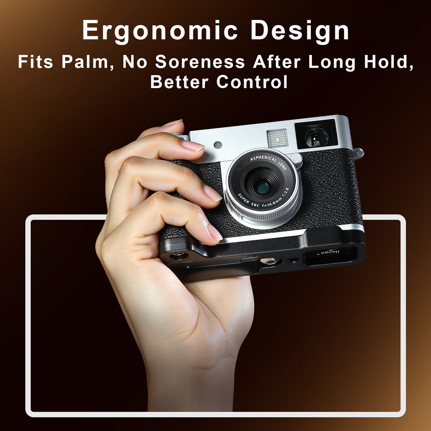 Haoge Camera Bracket Holder for Fujifilm X Half  Camera Body HandGrip X-Half L-Shape Grip Bracket Silver Quick-Release plate HG-XHALF-B