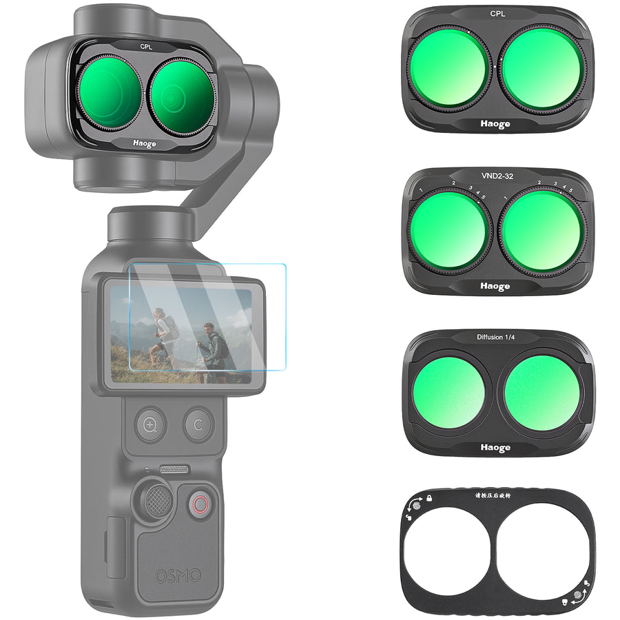 Haoge Magnetic Filter Kit for DJI Osmo Pocket 4 Pro (4P),Includes CPL Polarizer,Black Mist 1/4Filter,Variable ND Filter ND2-32,3-Pack