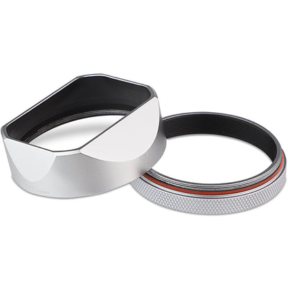 Haoge Square Metal Lens Hood for Fujifilm Fuji X100VI X100V Camera Black with 49mm UV Filter Adapter Ring