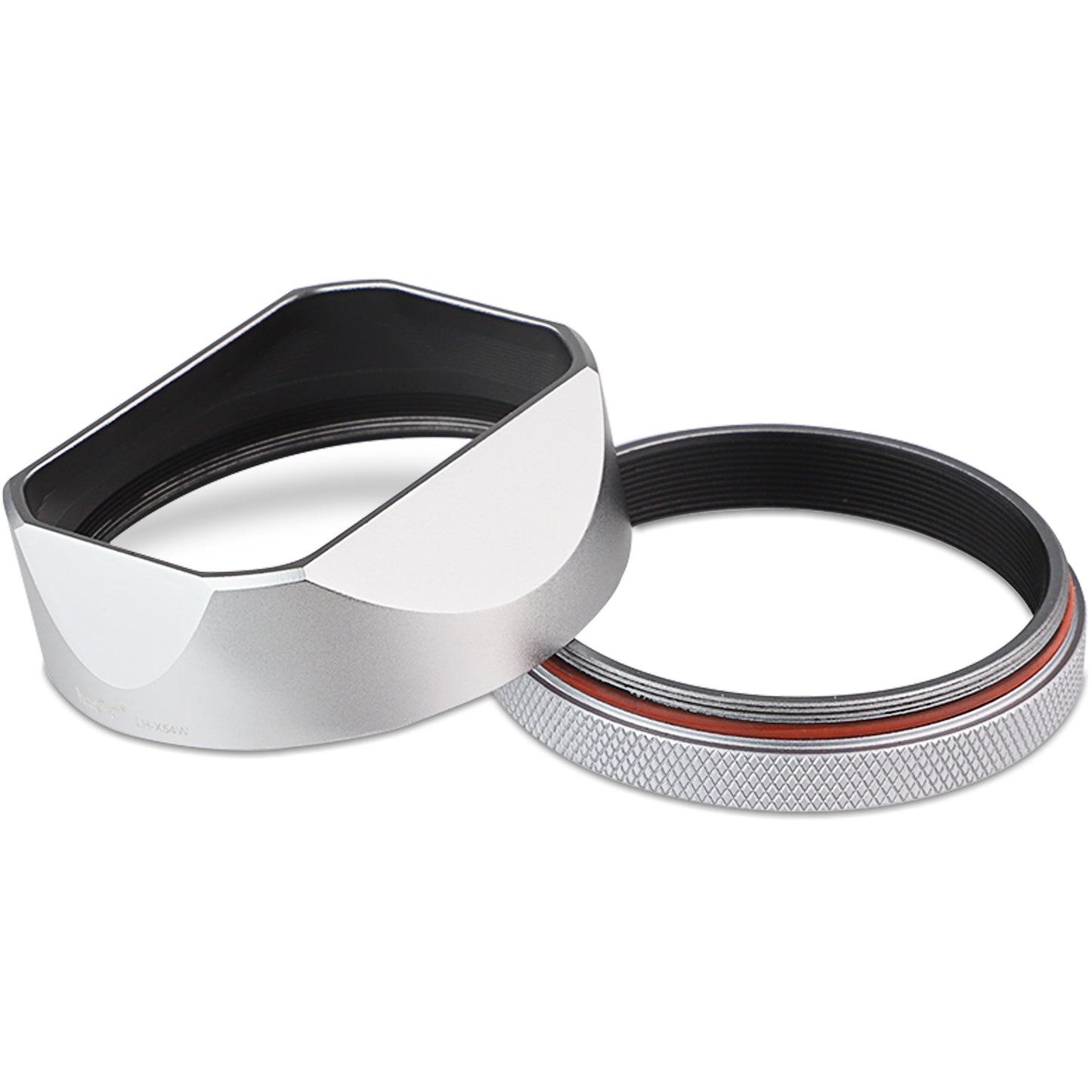 Haoge LH-X54W Square Metal Lens Hood with 49mm Adapter Ring for Fujifilm Fuji X100VI x100v Camera Silver