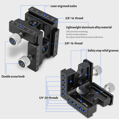 Haoge CP-RA90 Right Angle Clamp 90 Degree Double Quick Release L Clamp with 1/4 Screw Thread for Arca Swiss RRS Benro Rail Plate Nodal Slide