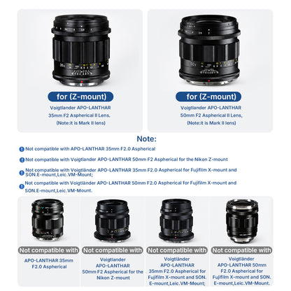 Haoge Square Metal Lens Hood for Voigtlander APO-LANTHAR 35mm F2 II ASPH,APO-LANTHAR 50mm F2 II Aspherical,APO-LANTHAR 28mm F2 for Nikon Z-mount Lens LH-35AAZ