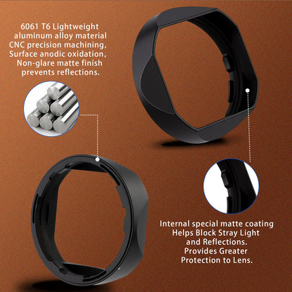 Haoge New version Metal Square Lens Hood Shade for Voigtlander Nokton Aspherical ASPH 40mm f/1.2 VM , 35mm f1.2 II/III VM , 50mm f1.2 VM Leica M Lens replaces LH-8 Black LH-VM35-NB