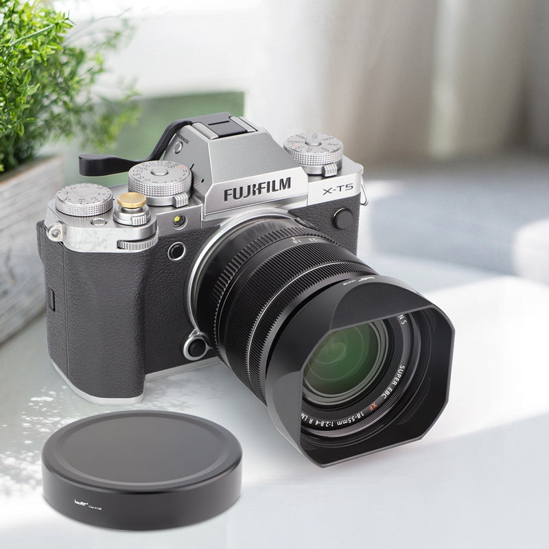 Haoge Bayonet Dedicated Lens Hood of Square Metal with a Hood Metal Cap for Fuji Fujifilm Fujinon XF 16-50mm F2.8-4.8 R LM WR Lens on X-Pro3 XT50 XT5 XS20 Camera LH-X33B