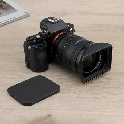 Haoge LH-E245 Bayonet Square Metal Lens Hood Shade with Cap for Sony FE 24-50mm F2.8 G SEL2450G Lens