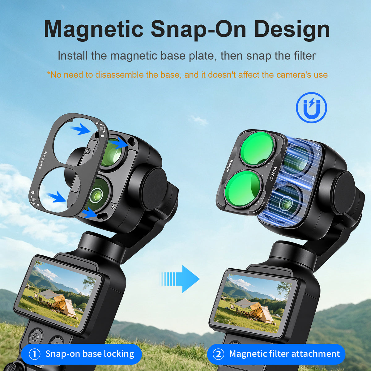 Haoge Magnetic CPL Polarizer Filter for DJI Osmo Pocket 4 Pro (4P),Multi Coated HD Optical Glass Filter,Ultra Slim Aluminum Frame with Screen Protector