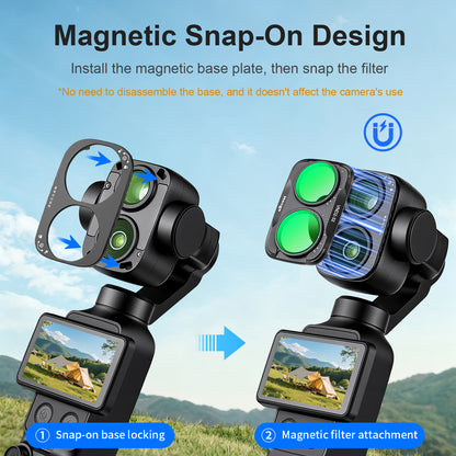 Haoge Magnetic Filter Kit for DJI Osmo Pocket 4 Pro (4P),Includes CPL Polarizer,Black Mist 1/4Filter,Variable ND Filter ND2-32,3-Pack