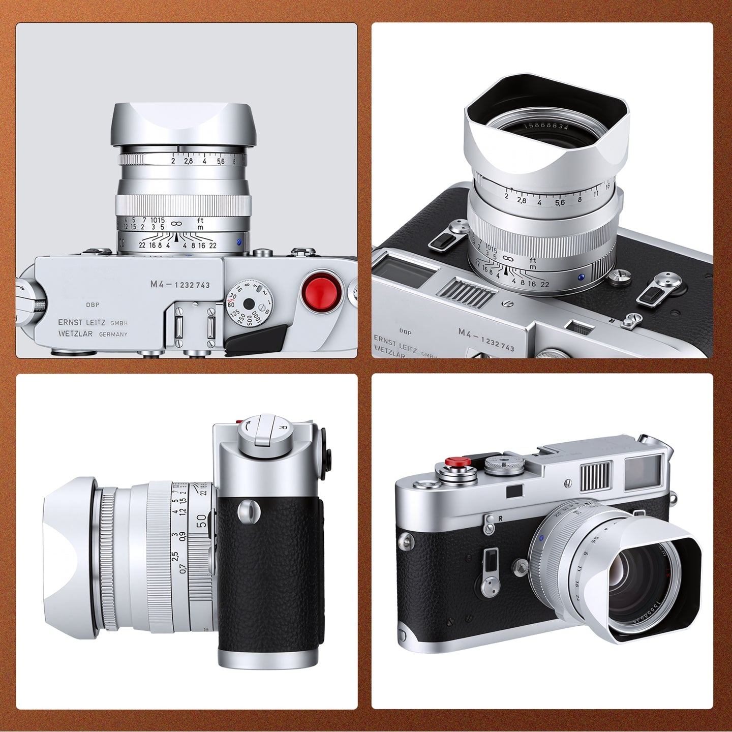 Haoge New Square Metal Lens Hood for Voigtlander Nokton 35mm f/1.4 II, 40mm f1.4 VM, 50mm f1.5 Aspherical II VM, 28mm f1.5,Carl Zeiss Biogon T* 2/35 35mm f2 ZM, C Biogon T* 2.8/35 35mm f2.8 ZM, Planar T* 2/50 50mm f2 ZM Lens with Metal Cap LH-ZV02-NS