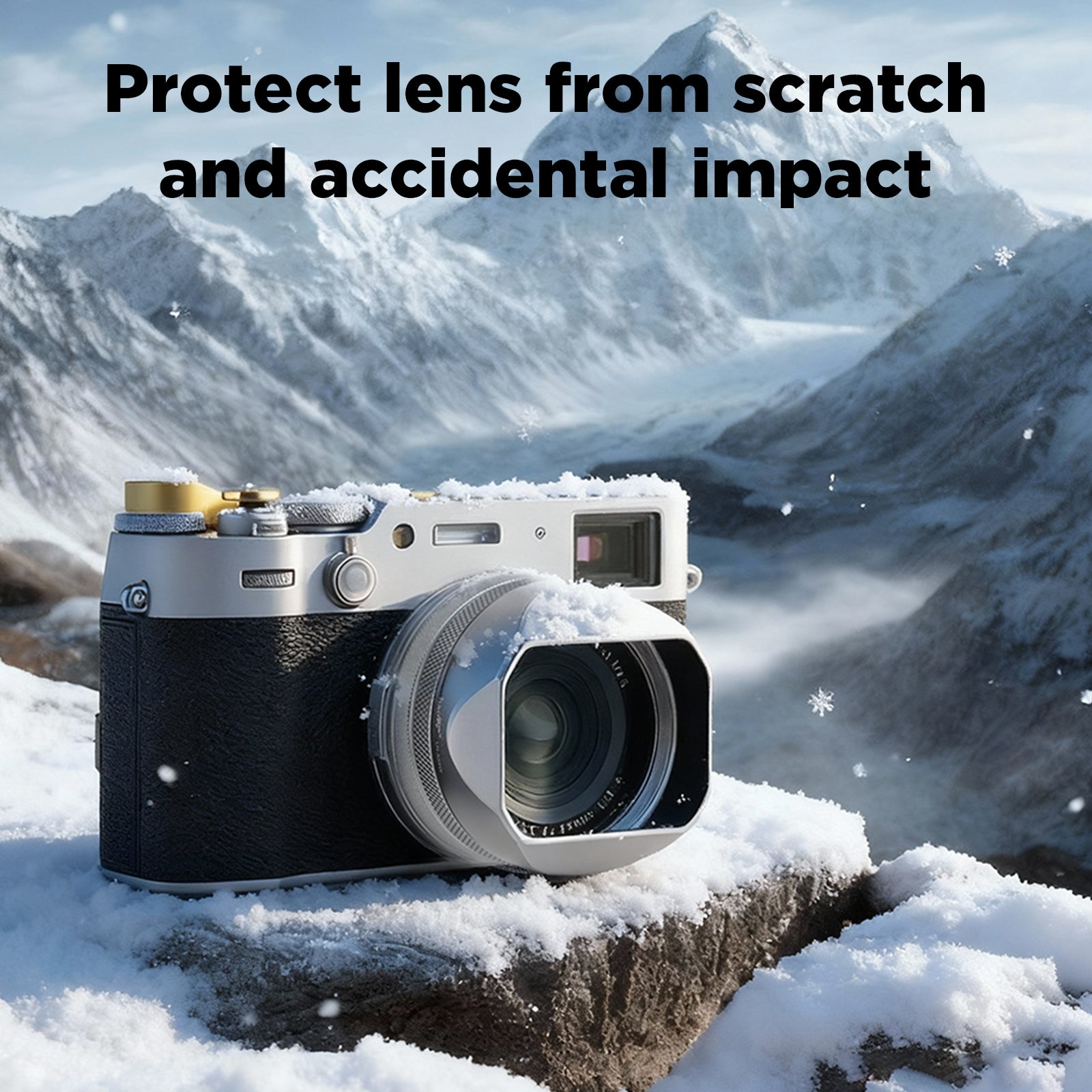 Haoge Square Metal Lens Hood Shade with Cap and 49mm Adapter Ring