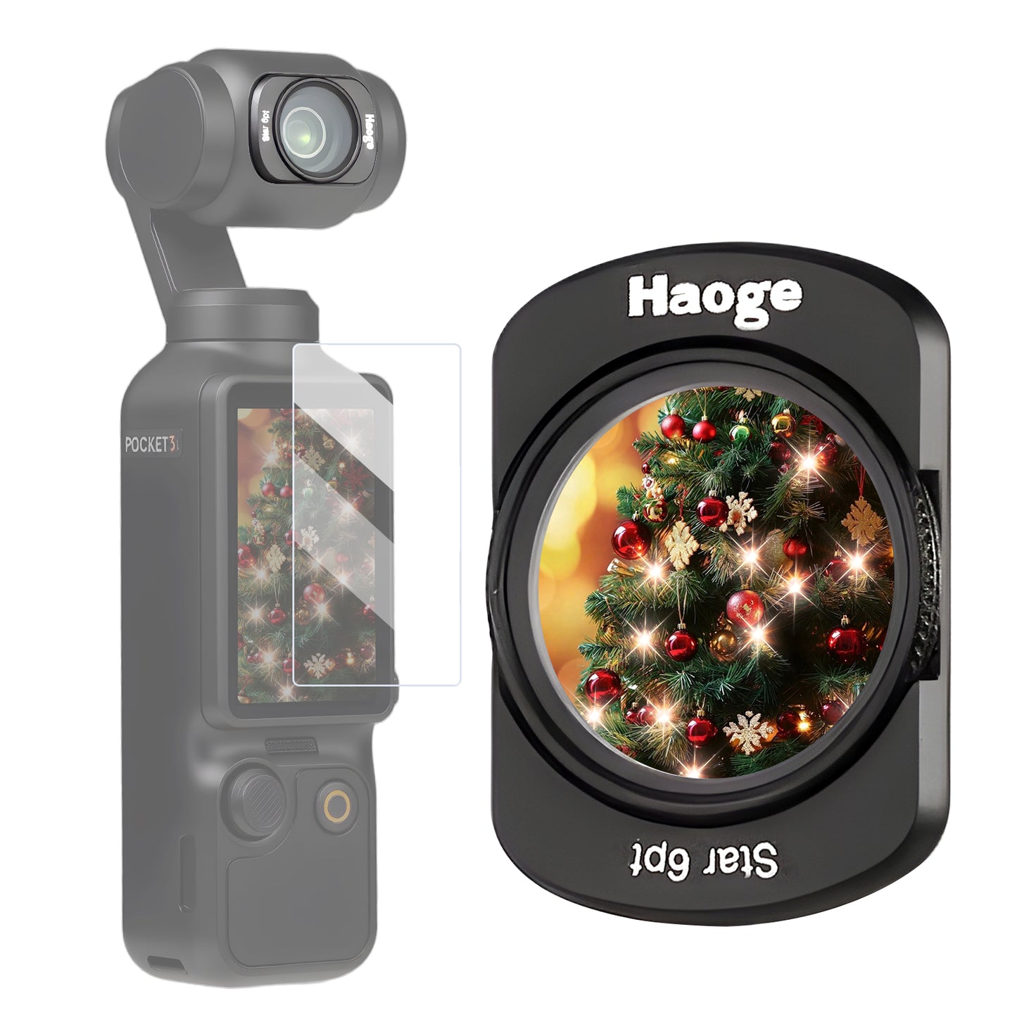 Haoge Magnetic 6 Star Light Filter for DJI Osmo Pocket 4 3 Action Camera 6 Lines Star light Twinkle Starburst Sparkling Effect Multi-Coated Lens Filters