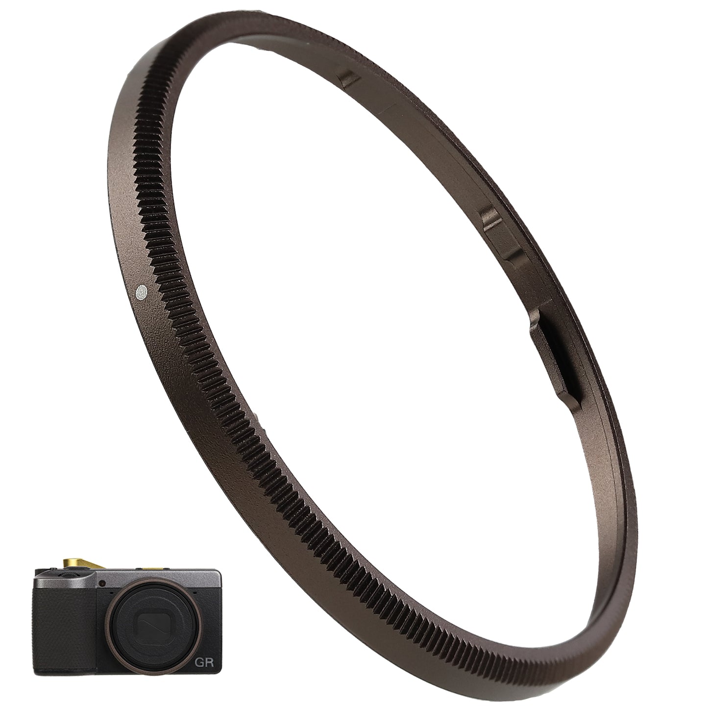 Haoge RRC-GR4-Brown Metal Decorate Ring Cap for RICOH GR IV Camera replaces GN-3