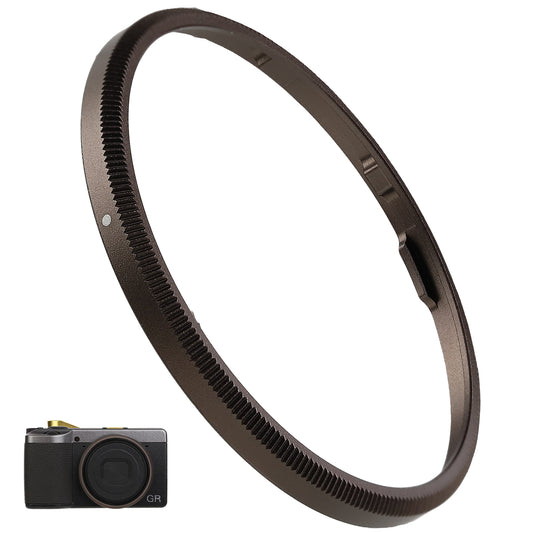 Haoge RRC-GR4-Brown Metal Decorate Ring Cap for RICOH GR IV Camera replaces GN-3