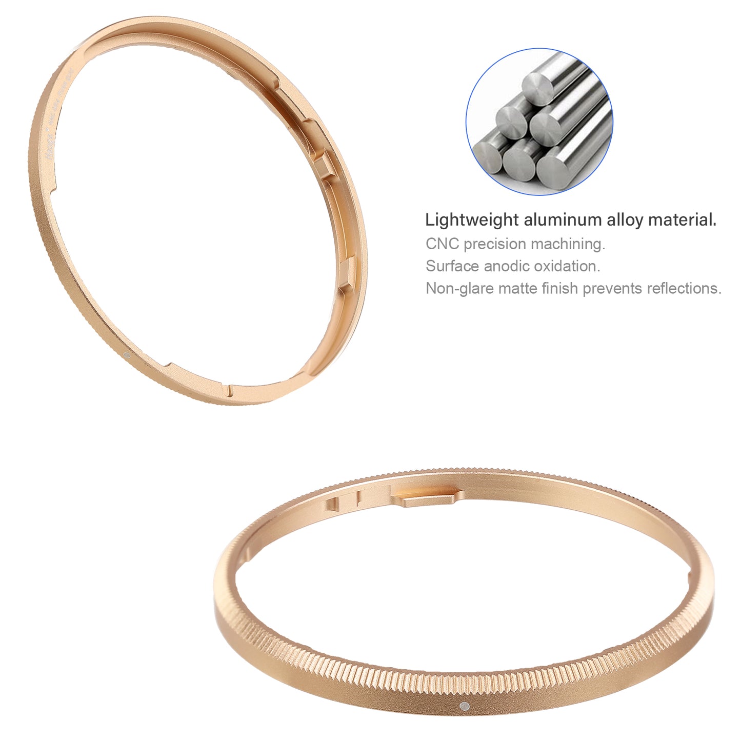 Haoge RRC-GR4-Rose gold Metal Decorate Ring Cap for RICOH GR IV Camera replaces GN-3