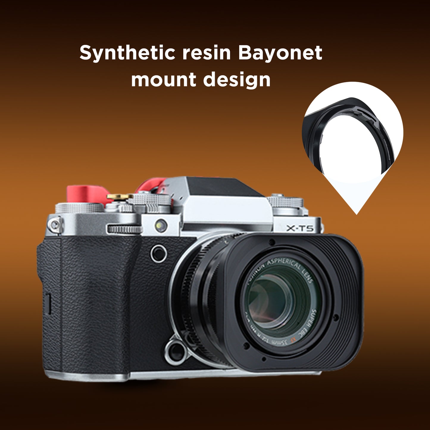 Haoge LH-X35 Square Metal Lens Hood Shade for Fuji Fujifilm XF 35mm f/2 R WR and XF 23mm f/2 R WR XC35mm F2 lens