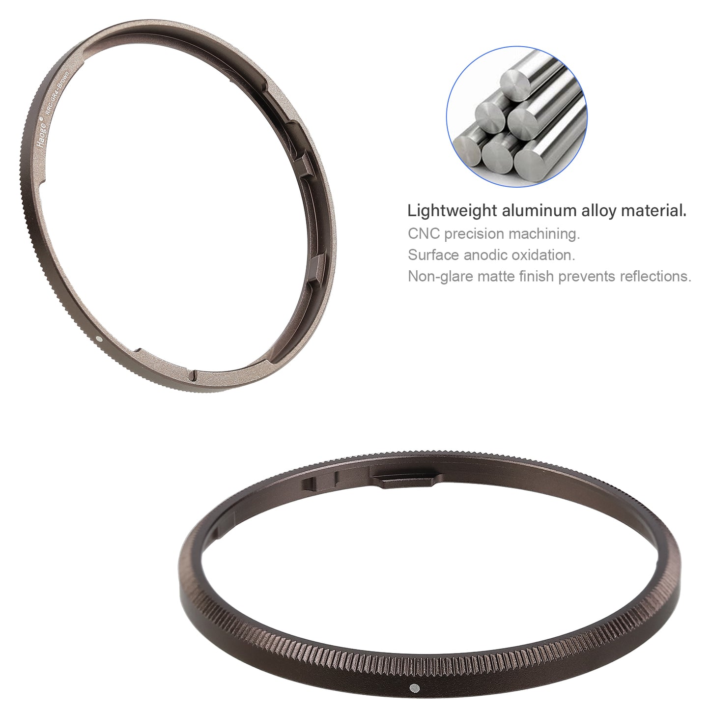 Haoge RRC-GR4-Brown Metal Decorate Ring Cap for RICOH GR IV Camera replaces GN-3