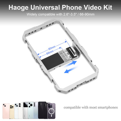 Haoge Universal Phone Cage Video Rig Kit,Smartphone Stabilizer with Dual Handle,Handheld Filmmaking Vlogging Phone Rig for iPhone Videomaker Videographer,for iPhone for Samsung and Other Android Phone