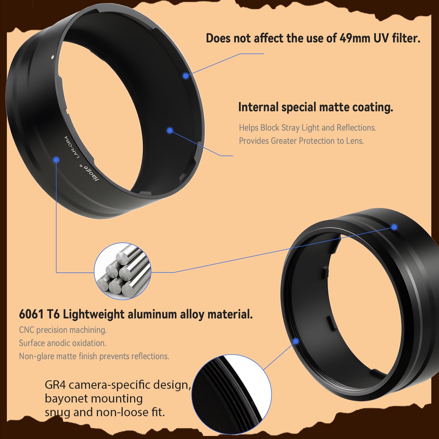 Haoge LAR-GR4 Lens Filter Adapter Ring for RICOH GR IV GRIV GR4 Digital Compact Camera for GW-4 Wide Conversion Lens replaces GA-3