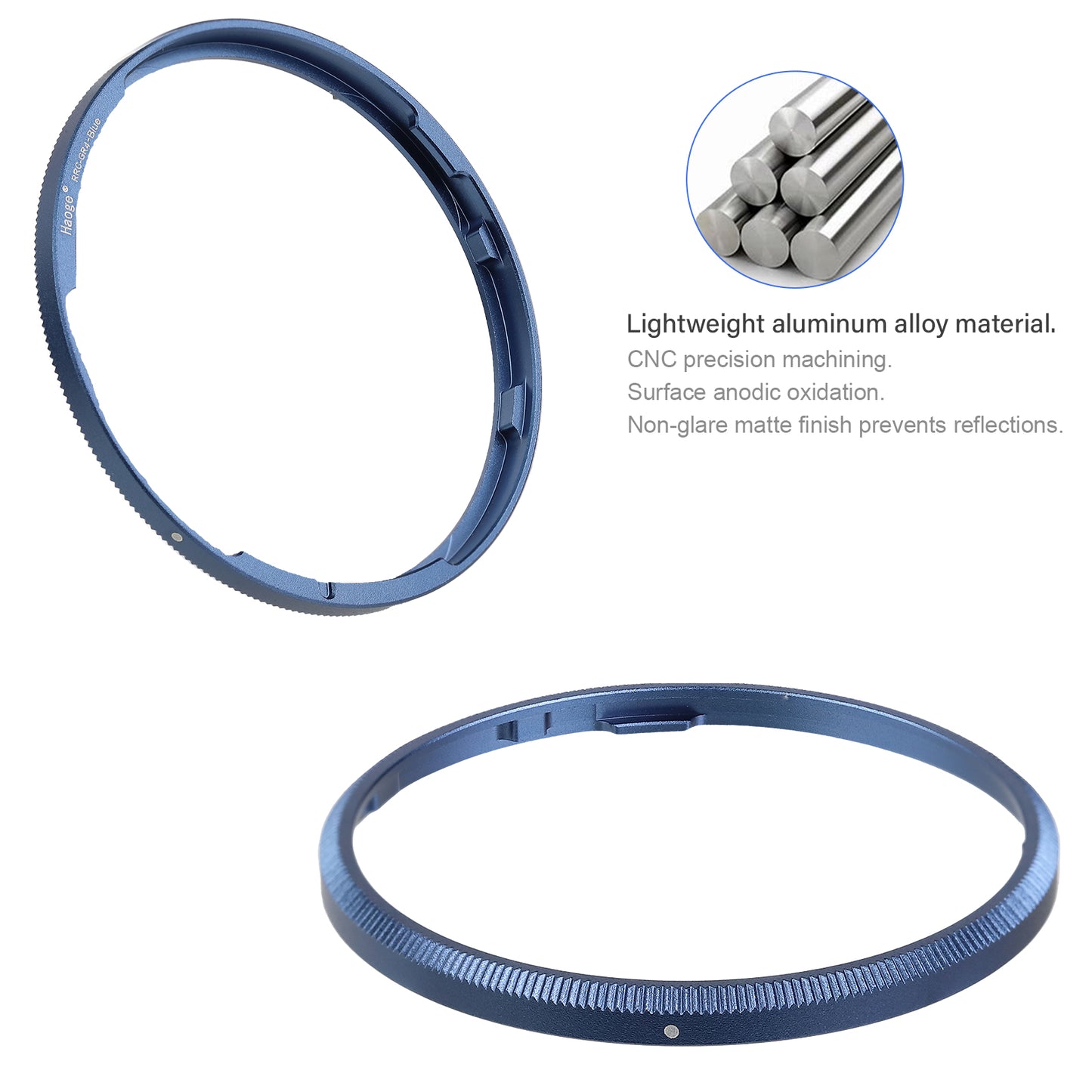 Haoge RRC-GR4-Blue Metal Decorate Ring Cap for RICOH GR IV Camera replaces GN-3
