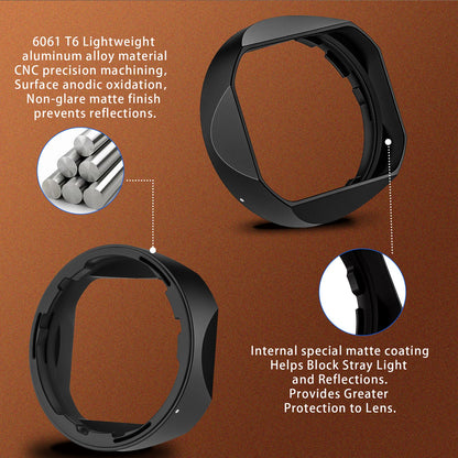 Haoge New Square Metal Lens Hood for Carl Zeiss C Sonnar T* 1.5/50 50mm f1.5 ZM, Biogon T* 2.8/25 25mm f2.8 ZM, 2.8/28 28mm f2.8 ZM Lens LH-ZV03-NB