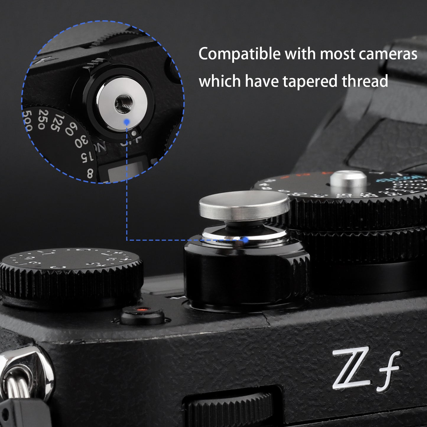 Haoge Metal Shutter Release Button for for Nikon ZF,Fujifilm GFX100RF X-M5 XE4 X-E3 X-T5 X-T4 X-T50 X-T30II/III X-Pro2 X-Pro3 X100T X100S X100F X100V X100VI and Leica M1 M2 M3 M6 M7 M8 M9 M10 M-E M-P M9-P M-A Q3 Q3-43 D-LUX 8 Concave Surface Silver