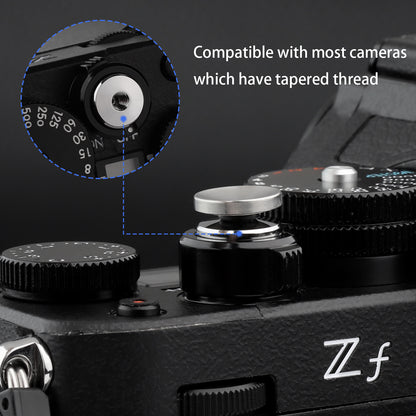 Haoge Metal Shutter Release Button for for Nikon ZF,Fujifilm GFX100RF X-M5 XE4 X-E3 X-T5 X-T4 X-T50 X-T30II/III X-Pro2 X-Pro3 X100T X100S X100F X100V X100VI and Leica M1 M2 M3 M6 M7 M8 M9 M10 M-E M-P M9-P M-A Q3 Q3-43 D-LUX 8 Concave Surface Silver