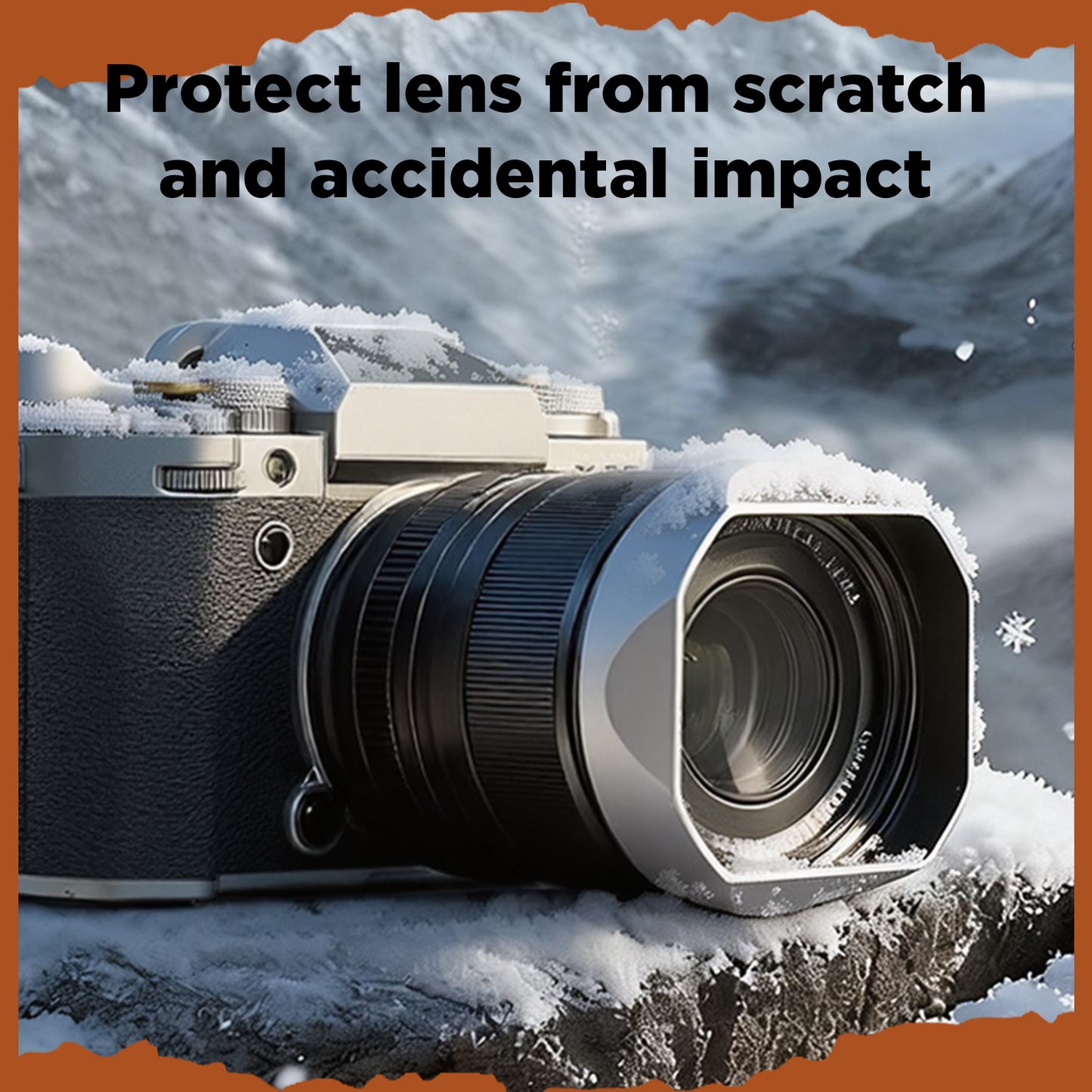 Haoge Silver Metal Square Lens Hood for Fujifilm XF33mm F1.4 R LM WR Lens, Fuji XF23mmF1.4 R LM WR,Fujinon XF 16-50mm F2.8-4.8 R LM WR lens, Bayonet  Hood Shade,With Metal Cap Kit,