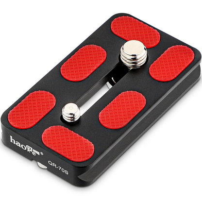Haoge QR-70S Tripod Arca Plates 70mm Universal Arca Swiss Quick Release Plate for Tripod Ball Head with Hand-Adjustable Stainless Steel Screw of 1/4" and 3/8" (New Version)