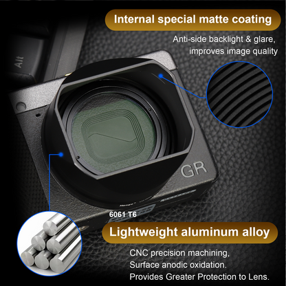 Haoge Metal Square Lens Hoods for RICOH GRIV GR4 Camera Accessories LH-GR4