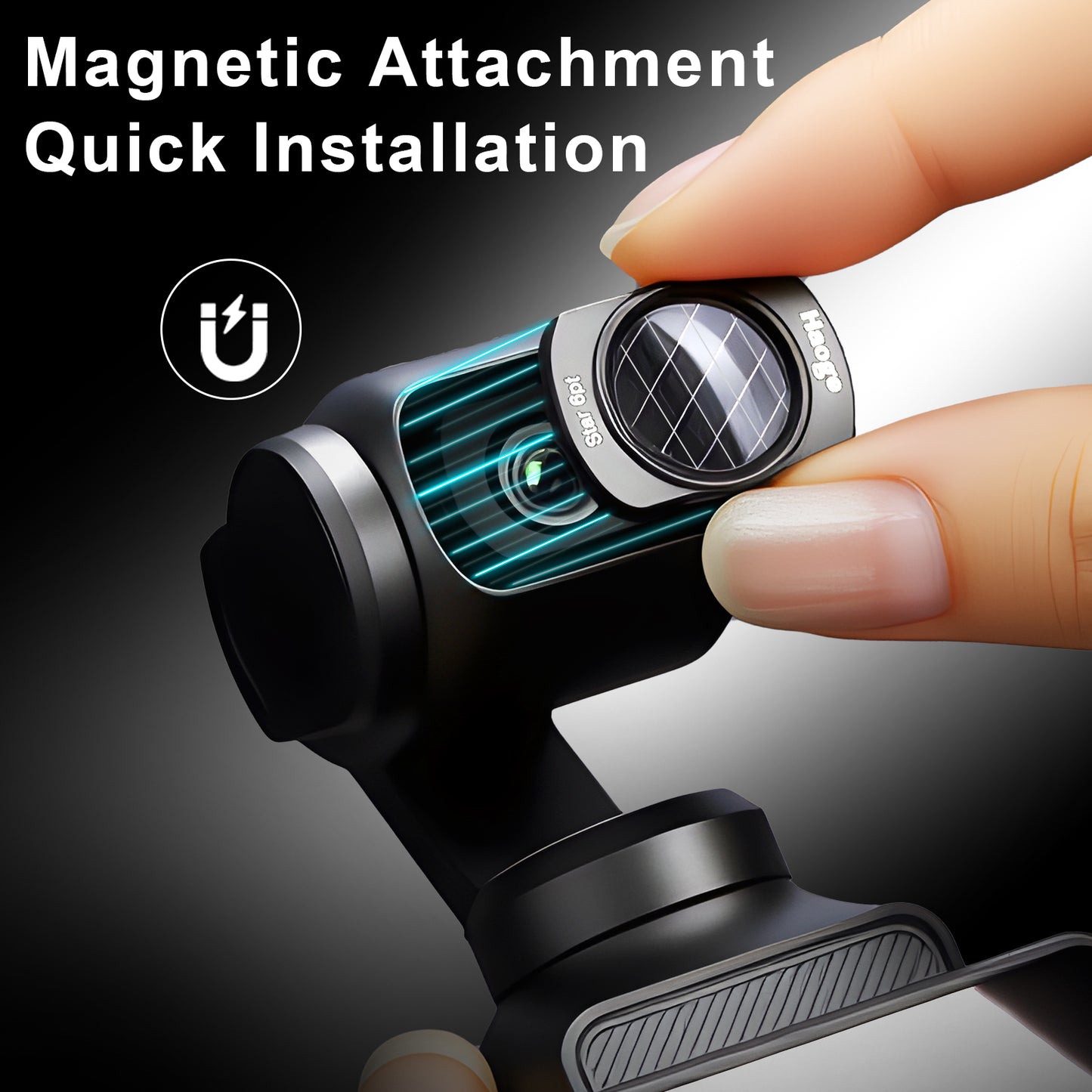 Haoge Magnetic 6 Star Light Filter for DJI Osmo Pocket 4 3 Action Camera 6 Lines Star light Twinkle Starburst Sparkling Effect Multi-Coated Lens Filters