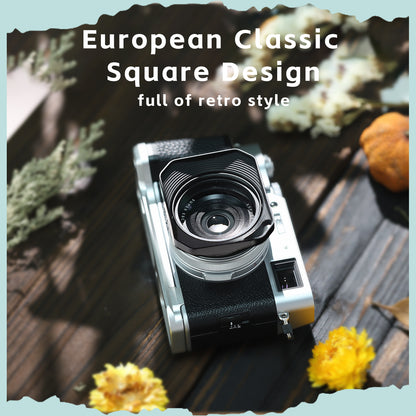 Haoge Square Metal Lens Hood with 49mm Uv Filter Adapter Ring for Fujifilm X100VI Fuji X100V X100F X100T X100S X70 Fuji Photo Camera Accessories Hollow Out Designed Black