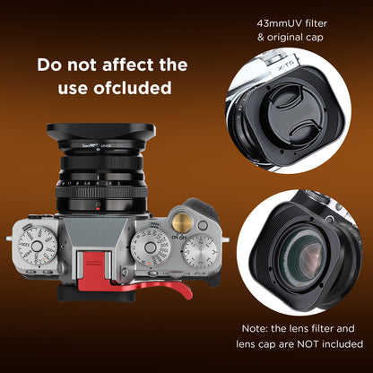 Haoge LH-X35 Square Metal Lens Hood Shade for Fuji Fujifilm XF 35mm f/2 R WR and XF 23mm f/2 R WR XC35mm F2 lens