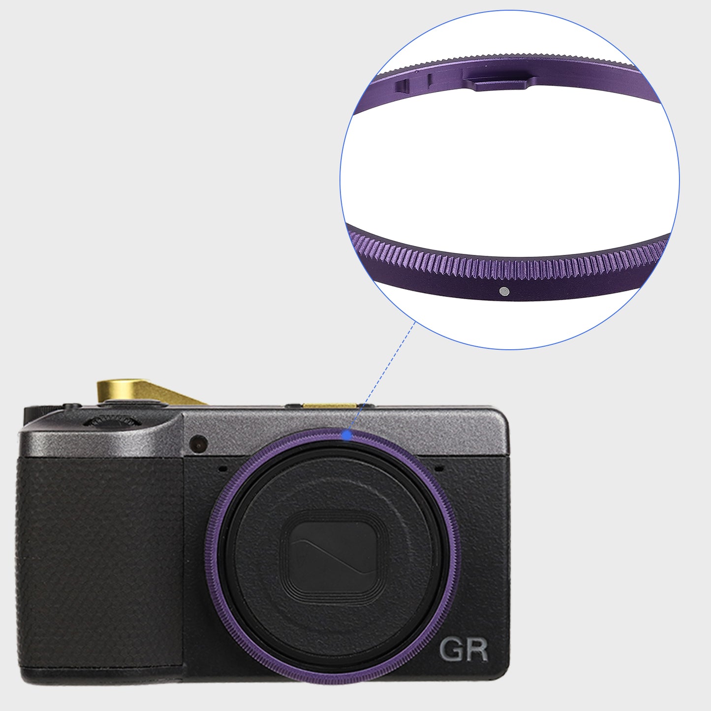 Haoge RRC-GR4-Violet Metal Decorate Ring Cap for RICOH GR IV Camera replaces GN-3