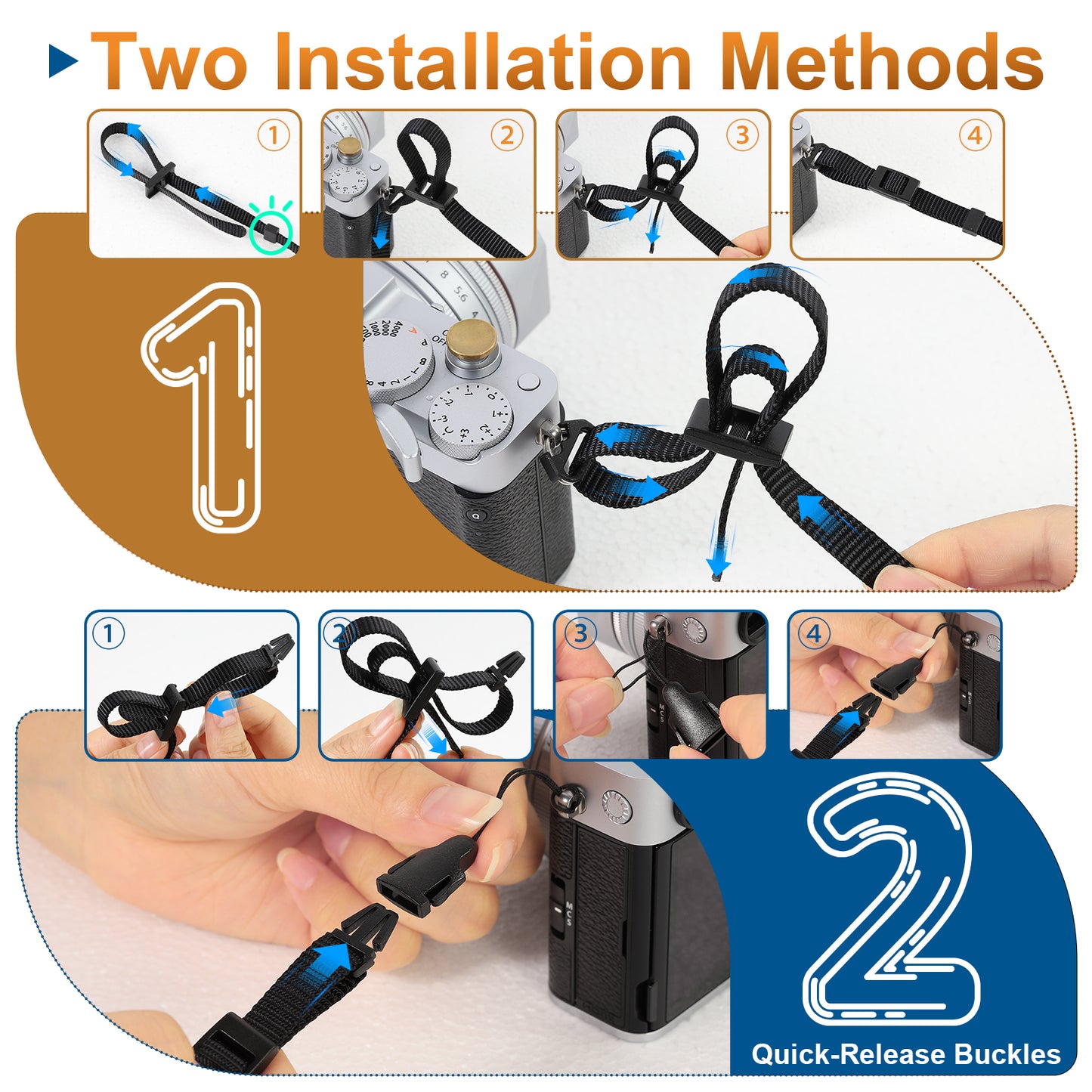 Haoge Camera Canvas Thin Strap Neck Shoulder  for Binoculars,monoculars,Mirrorless or DSLR Camera,Rangefinders Tools,Bags,Adjustable long Cotton Strap (Orange）