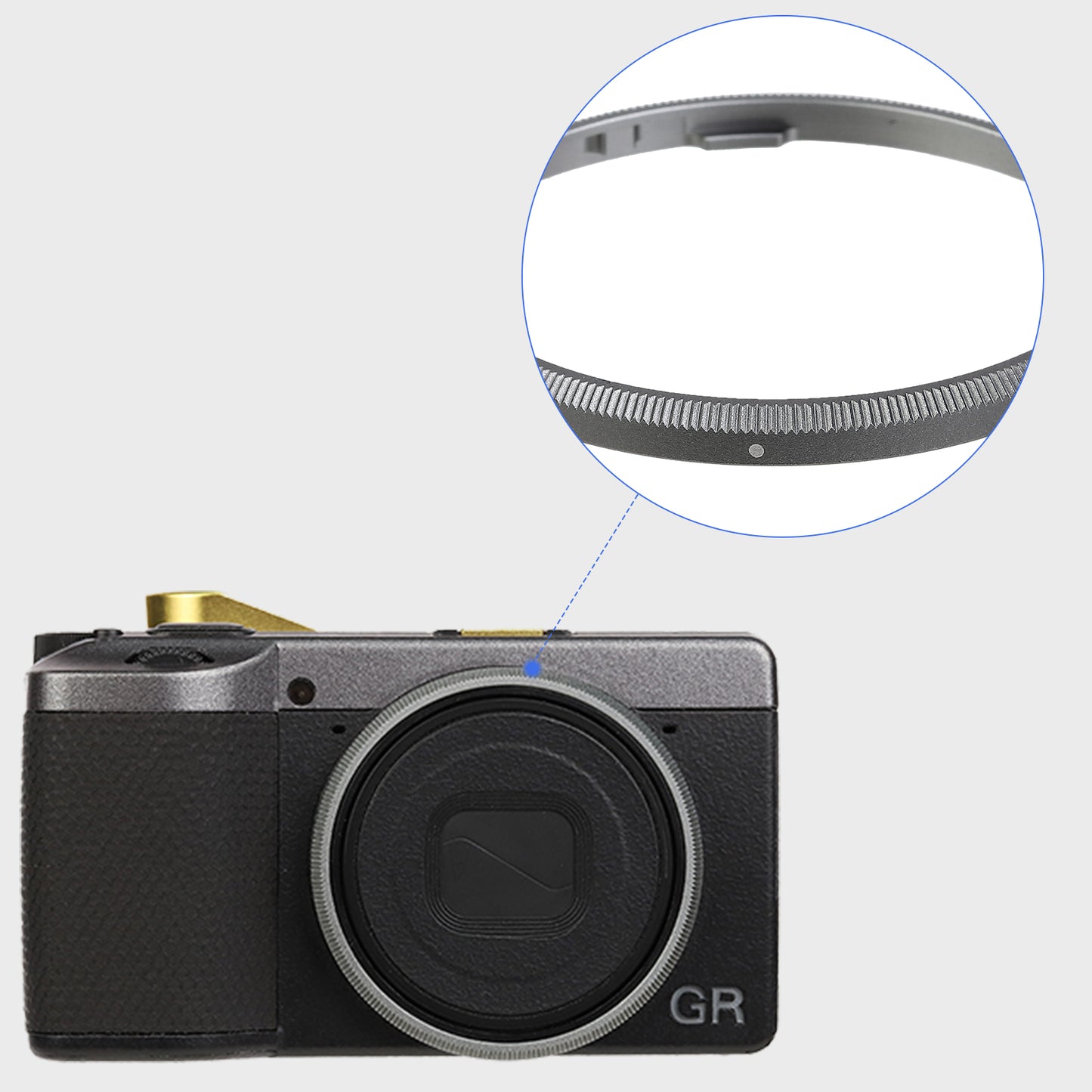 Haoge RRC-GR4-Grey Metal Decorate Ring Cap for RICOH GR IV Camera replaces GN-3