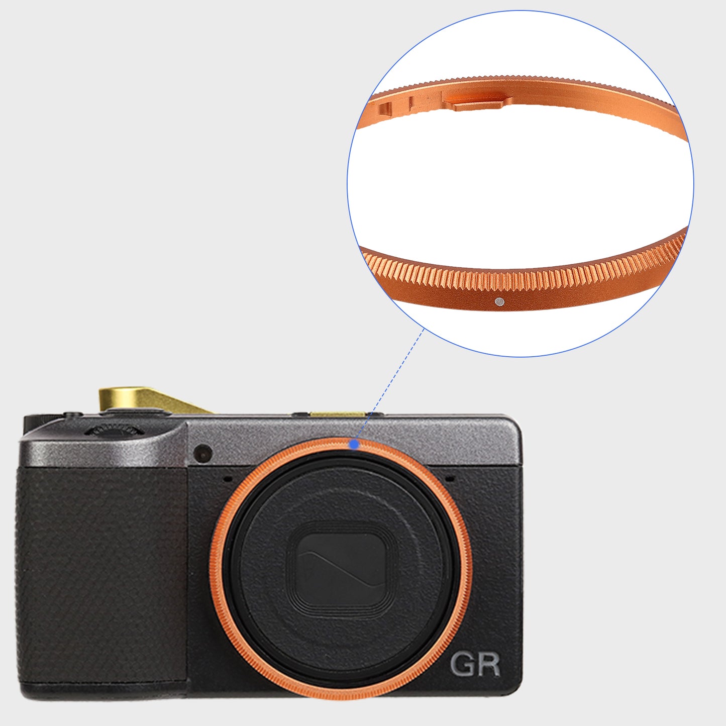 Haoge RRC-GR4-Orange Metal Decorate Ring Cap for RICOH GR IV Camera replaces GN-3