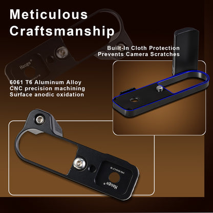 Haoge Camera Bracket Holder for Fujifilm X Half  Camera Body HandGrip X-Half L-Shape Grip Bracket Silver Quick-Release plate HG-XHALF-B