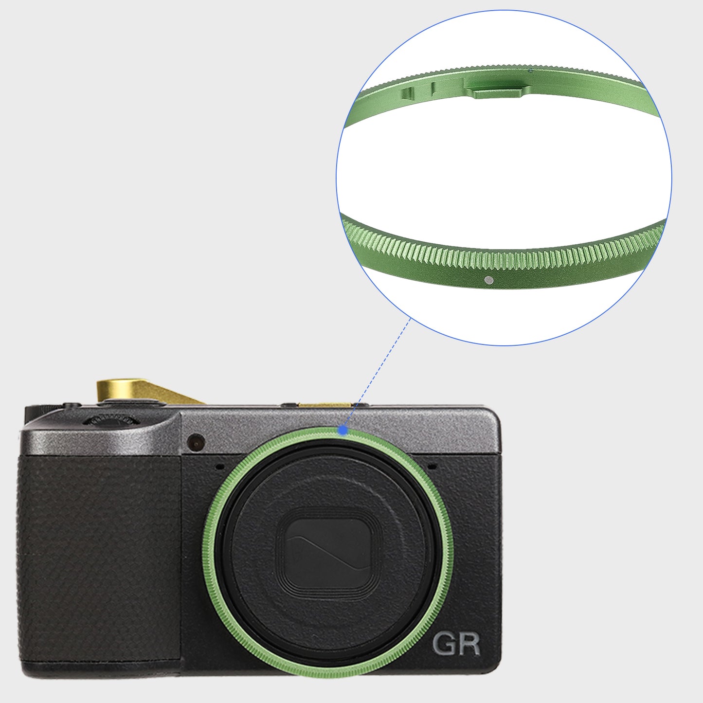 Haoge RRC-GR4-Green Metal Decorate Ring Cap for RICOH GR IV GR4 Camera replaces GN-3