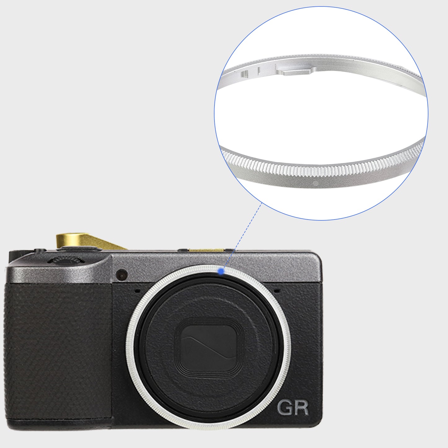 Haoge RRC-GR4-Sliver Metal Decorate Ring Cap for RICOH GR IV Camera replaces GN-3