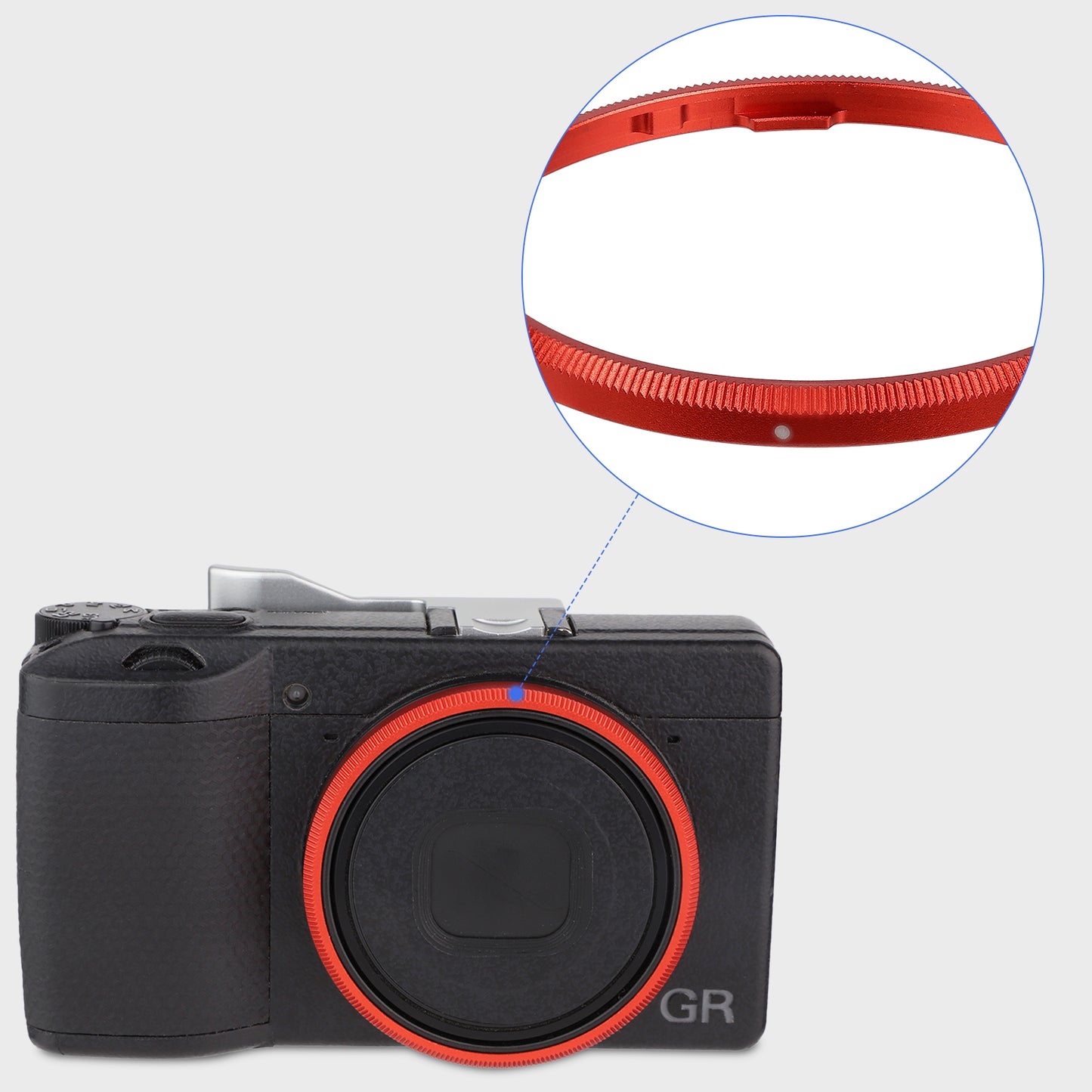 Haoge RRC-GR4-Red Metal Decorate Ring Cap for RICOH GR IV Camera replaces GN-3
