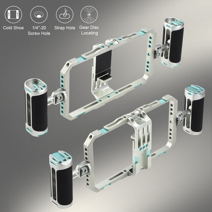 Haoge Universal Phone Cage Video Rig Kit,Smartphone Stabilizer with Dual Handle,Handheld Filmmaking Vlogging Phone Rig for iPhone Videomaker Videographer,for iPhone for Samsung and Other Android Phone
