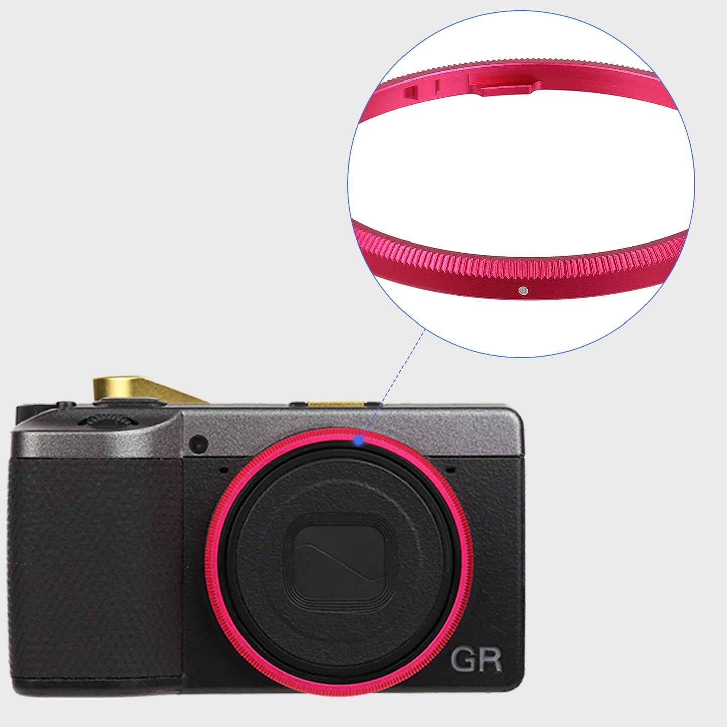 Haoge RRC-GR4-Rose red Metal Decorate Ring Cap for RICOH GR IV Camera replaces GN-3