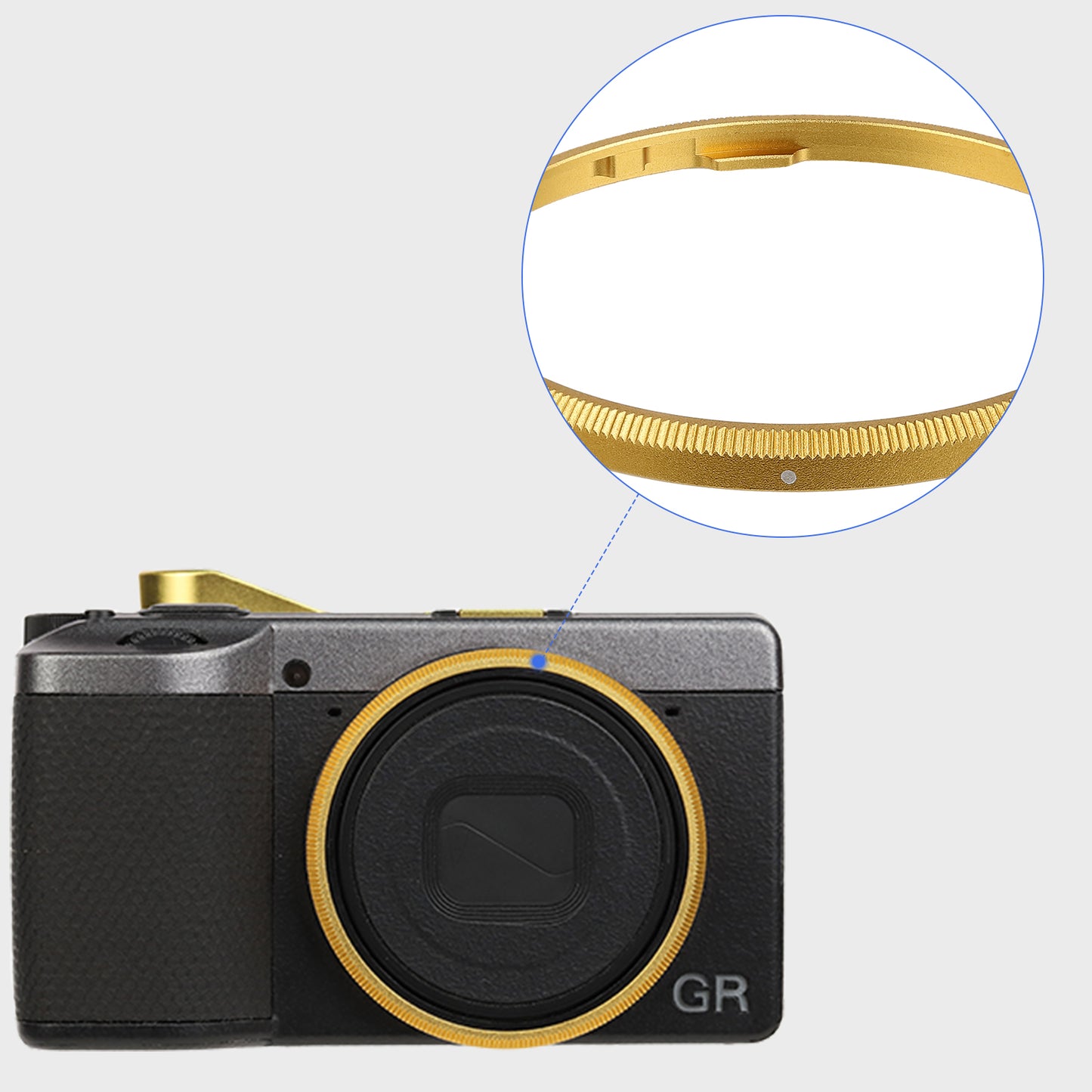 Haoge RRC-GR4-Yellow Metal Decorate Ring Cap for RICOH GR IV Camera replaces GN-3