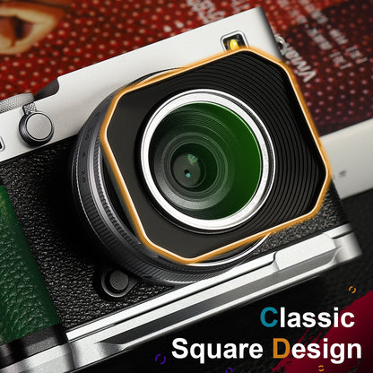 Haoge Square Metal Lens Hood for Leica Summicron M 35mm f2 M 28mm f2.8, for Voigtlander 35mm f2 1.5 Lens with Cap Silver