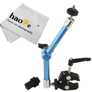 Haoge 11 inch Stainless Steel Articulating Friction Magic Arm with Small Clamp Crab Pliers Clip for HDMI LCD Monitor LED Light DSLR Camera Video Tripod Blue